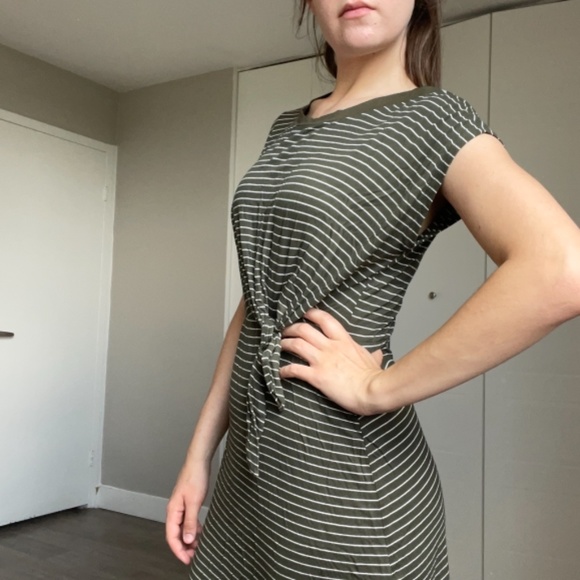 Francescas Green and White Pinstripe Dress - Picture 3 of 3
